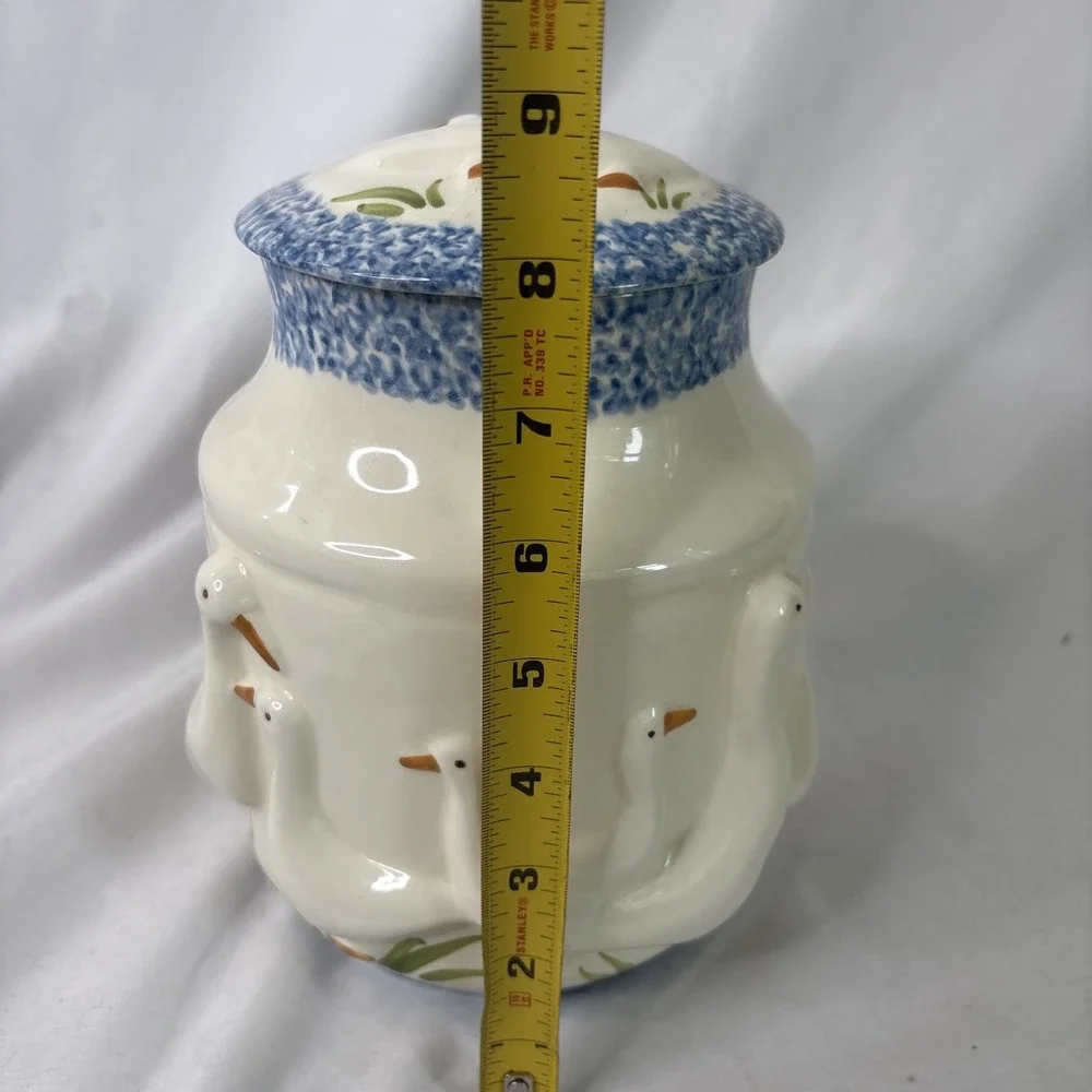 Vtg 1980s Country Ceramic Duck Sugar Canister Cottagecore Shabby Chic No Flaws